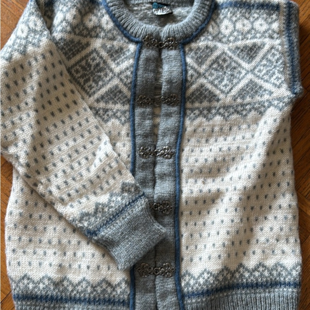Dale of Norway Blue and White Cardigan